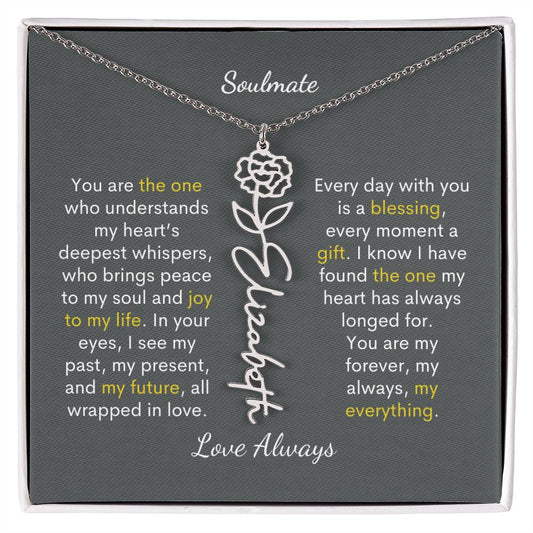 Personalized Birth Flower Name Necklace for Your Love - Her Story in Petals and Gold