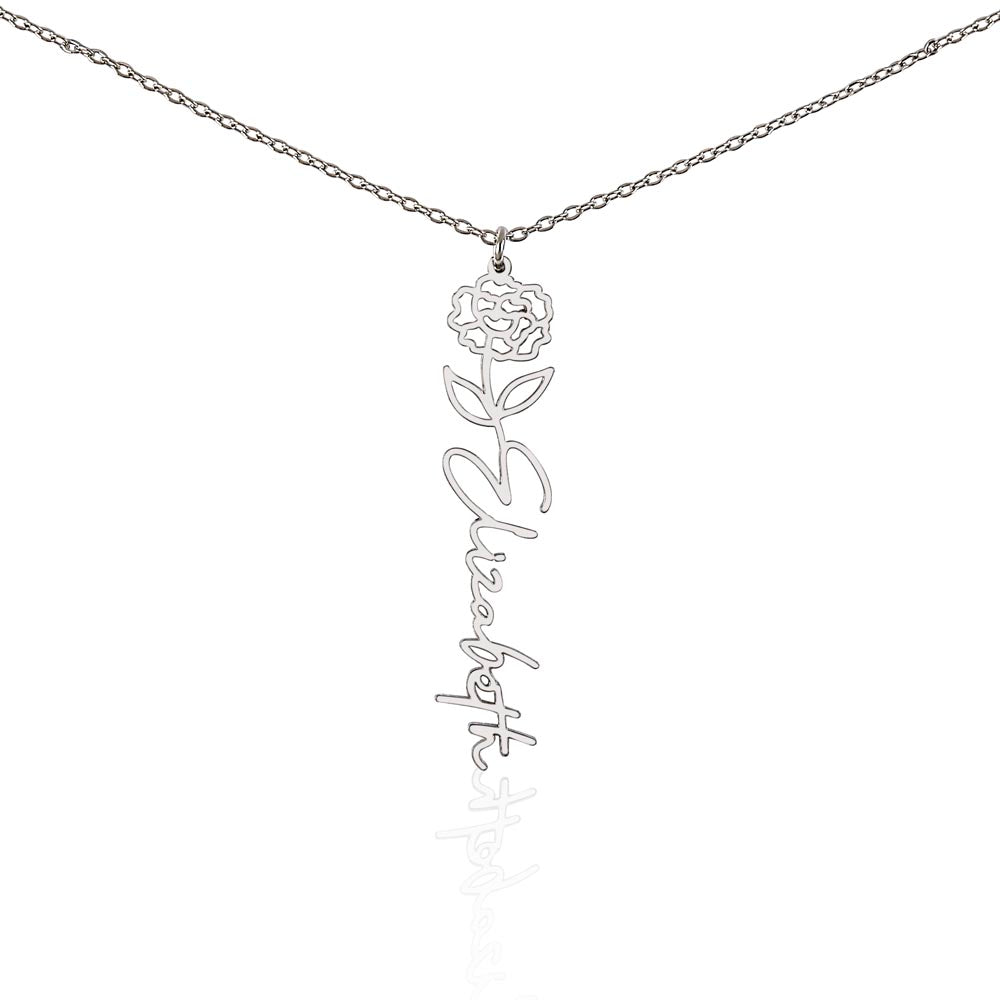 Personalized Birth Flower Name Necklace for Your Love - Her Story in Petals and Gold