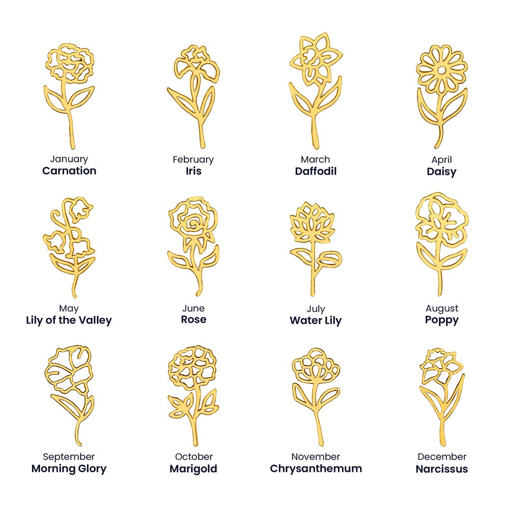 Personalized Birth Flower Name Necklace for Your Love - Her Story in Petals and Gold