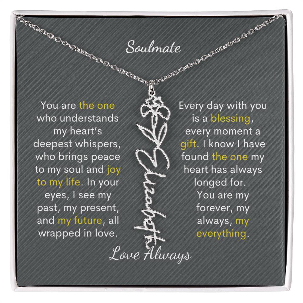 Personalized Birth Flower Name Necklace for Your Love - Her Story in Petals and Gold