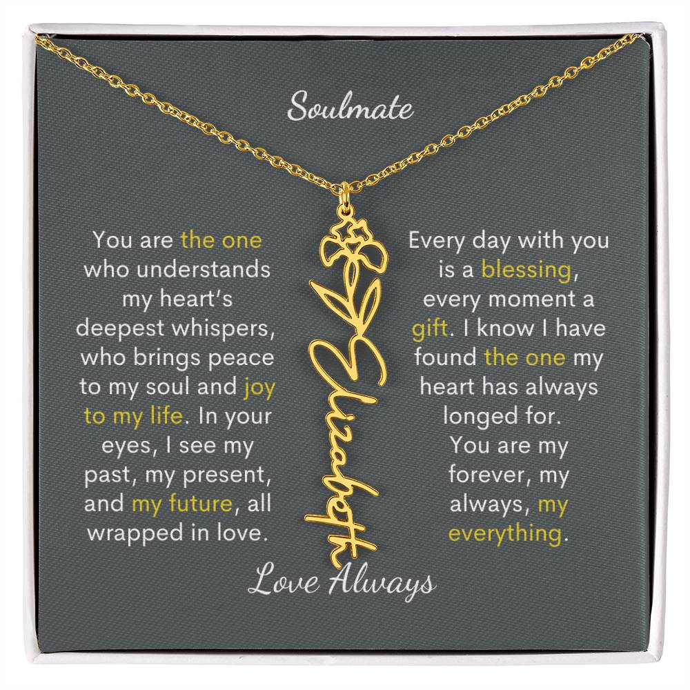 Personalized Birth Flower Name Necklace for Your Love - Her Story in Petals and Gold