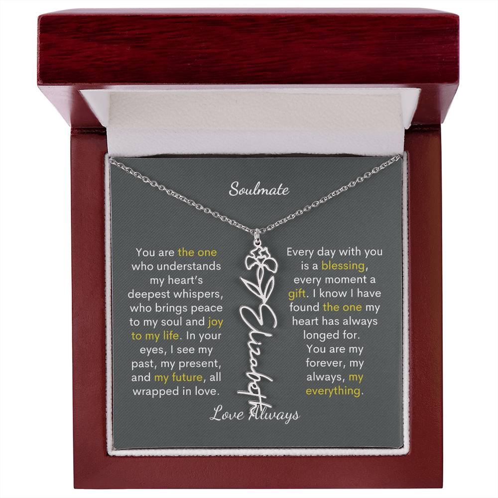 Personalized Birth Flower Name Necklace for Your Love - Her Story in Petals and Gold