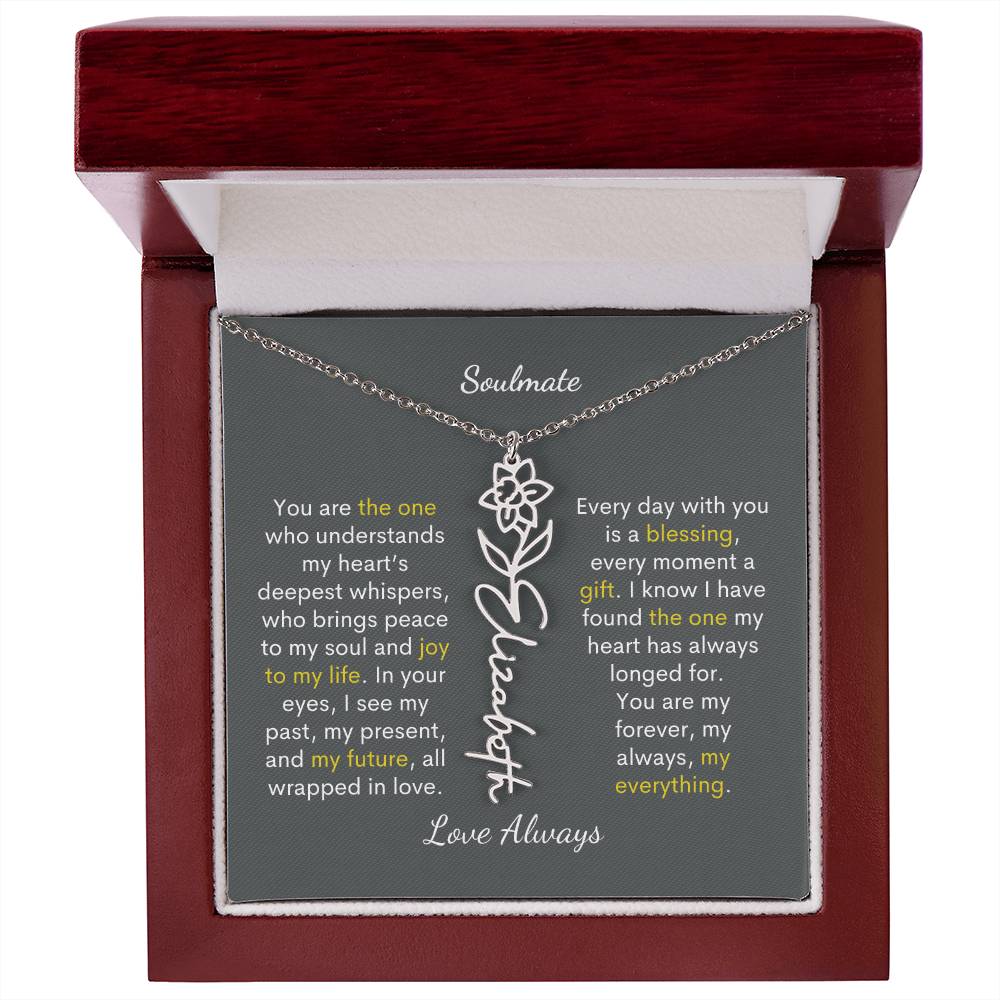 Personalized Birth Flower Name Necklace for Your Love - Her Story in Petals and Gold