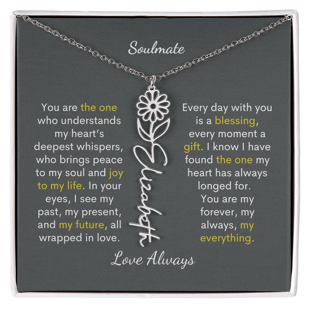 Personalized Birth Flower Name Necklace for Your Love - Her Story in Petals and Gold