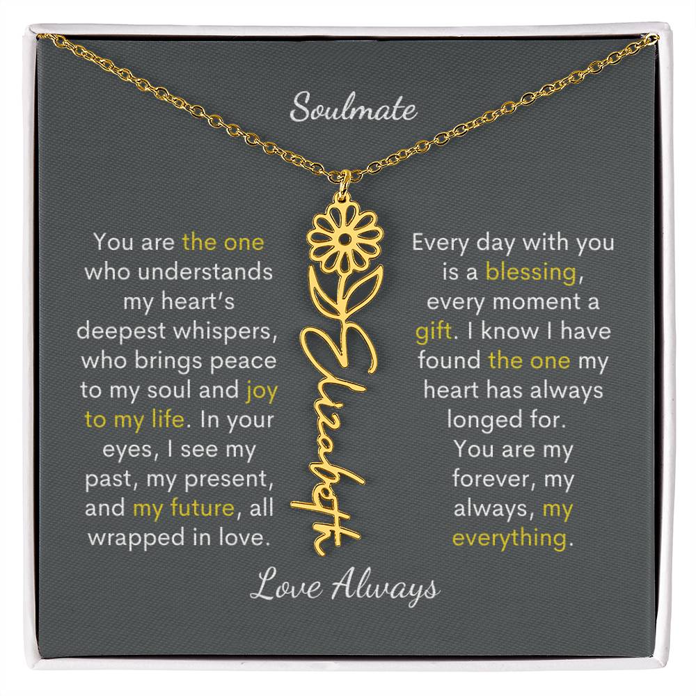 Personalized Birth Flower Name Necklace for Your Love - Her Story in Petals and Gold