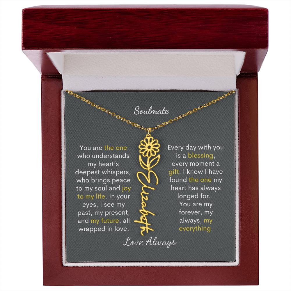 Personalized Birth Flower Name Necklace for Your Love - Her Story in Petals and Gold