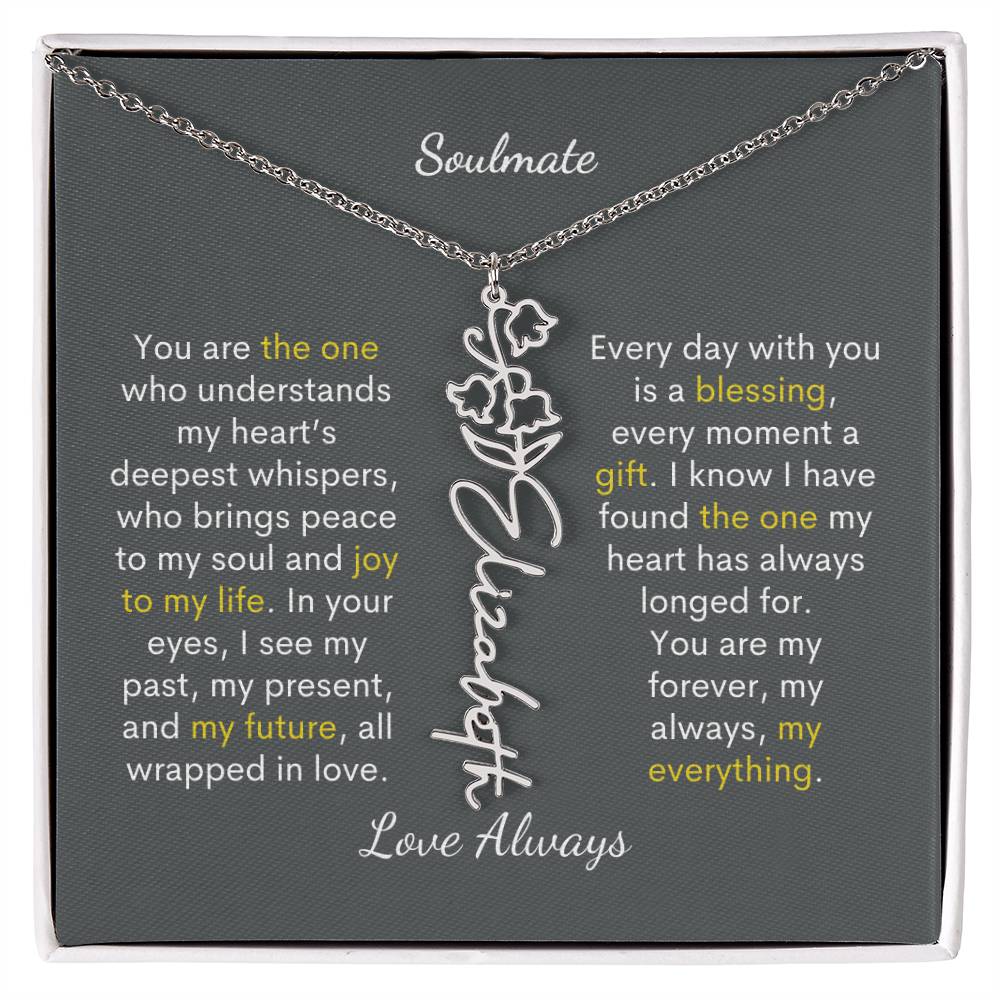 Personalized Birth Flower Name Necklace for Your Love - Her Story in Petals and Gold