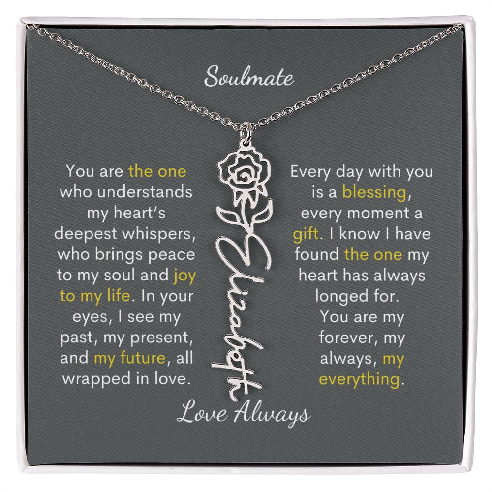 Personalized Birth Flower Name Necklace for Your Love - Her Story in Petals and Gold