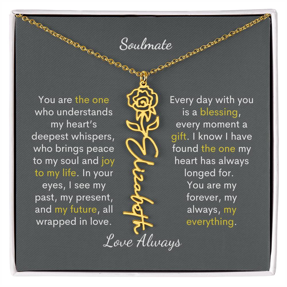 Personalized Birth Flower Name Necklace for Your Love - Her Story in Petals and Gold