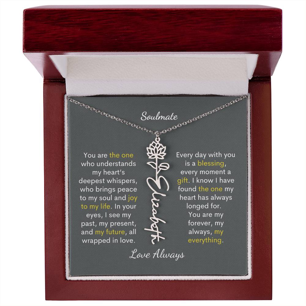 Personalized Birth Flower Name Necklace for Your Love - Her Story in Petals and Gold