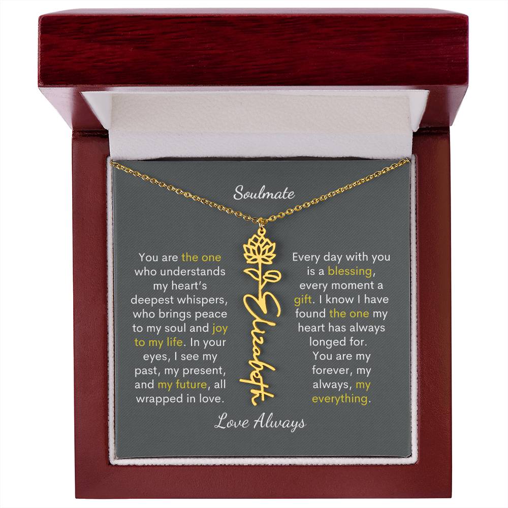 Personalized Birth Flower Name Necklace for Your Love - Her Story in Petals and Gold
