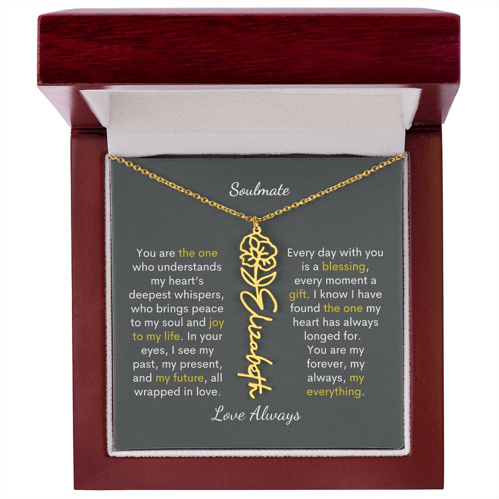Personalized Birth Flower Name Necklace for Your Love - Her Story in Petals and Gold