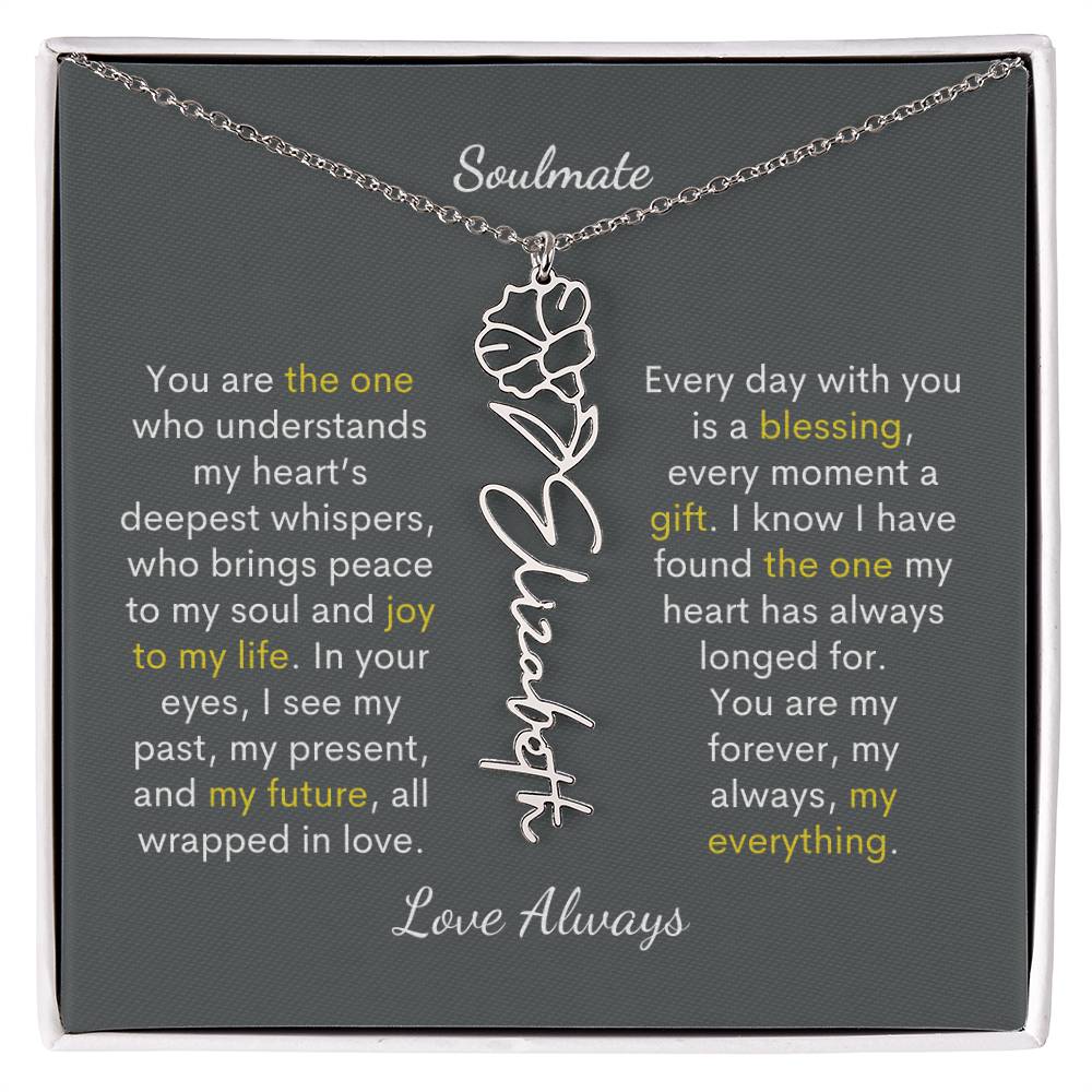 Personalized Birth Flower Name Necklace for Your Love - Her Story in Petals and Gold