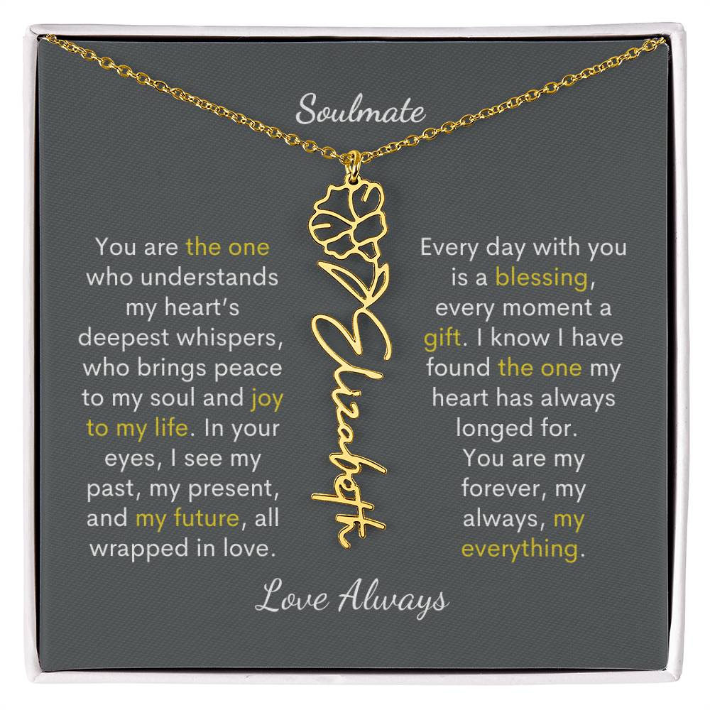 Personalized Birth Flower Name Necklace for Your Love - Her Story in Petals and Gold