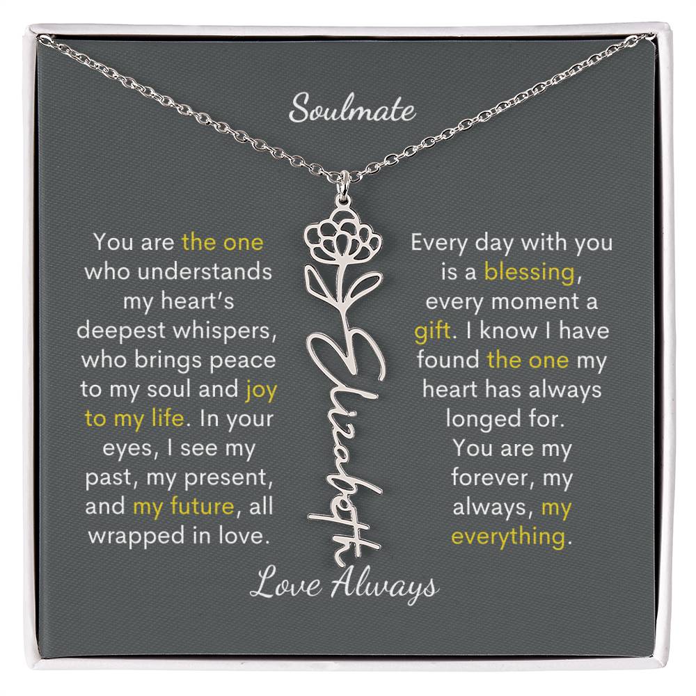 Personalized Birth Flower Name Necklace for Your Love - Her Story in Petals and Gold