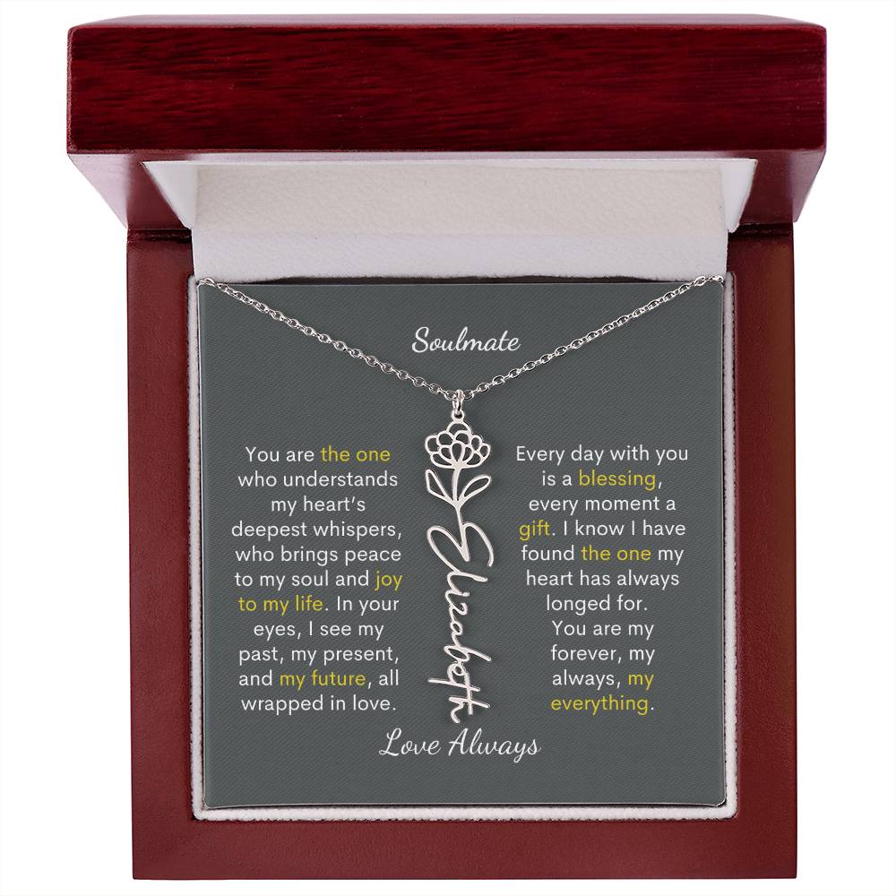Personalized Birth Flower Name Necklace for Your Love - Her Story in Petals and Gold