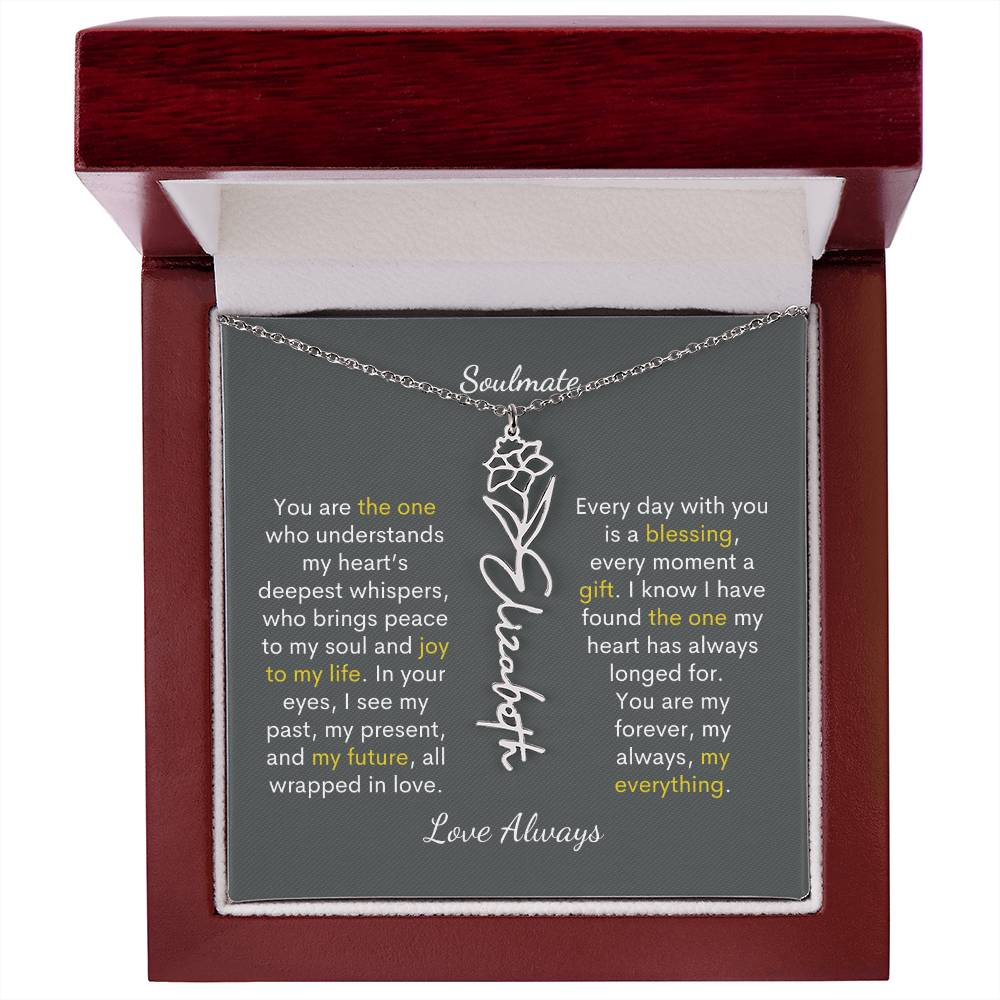 Personalized Birth Flower Name Necklace for Your Love - Her Story in Petals and Gold